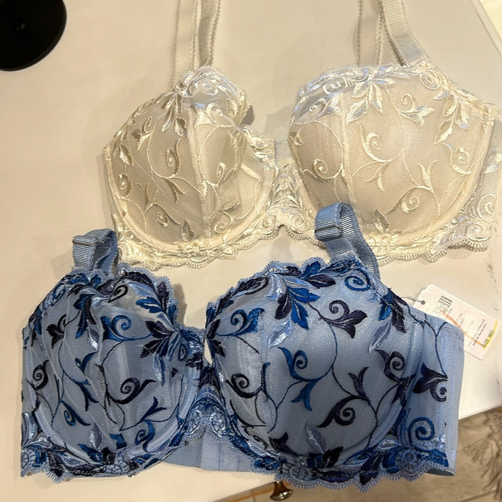 SOMA  size 36D.  Blue one still has tag attached. White has been washed